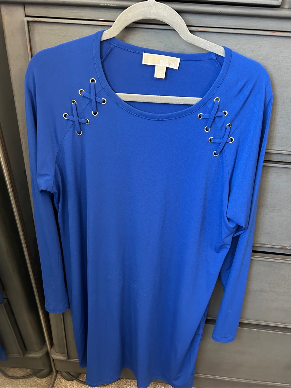 Michael Kors Royal Blue Long Sleeve Lace-Up Ponte Tunic